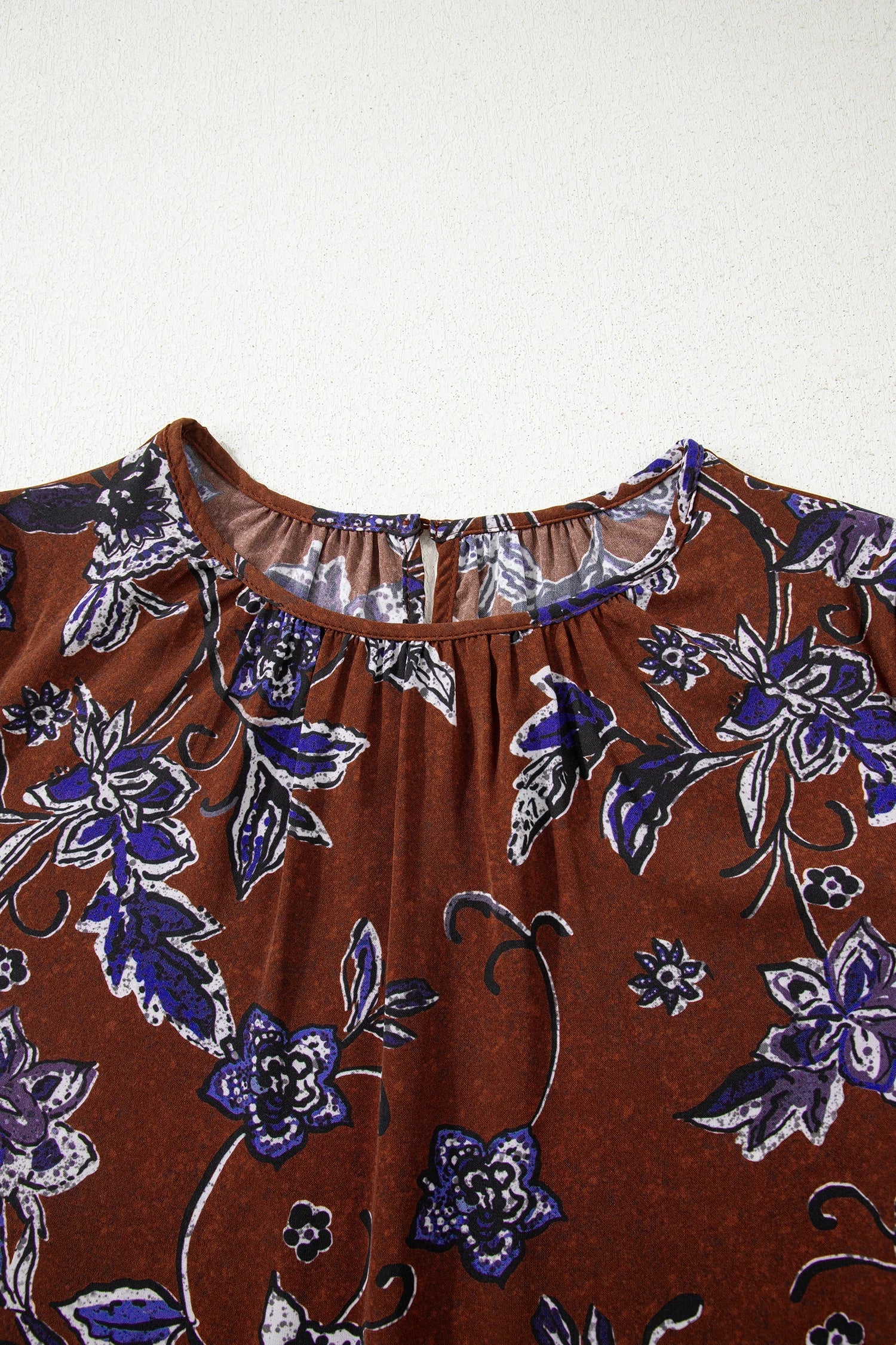 Floral Smocked Cuff Long Sleeve Blouse