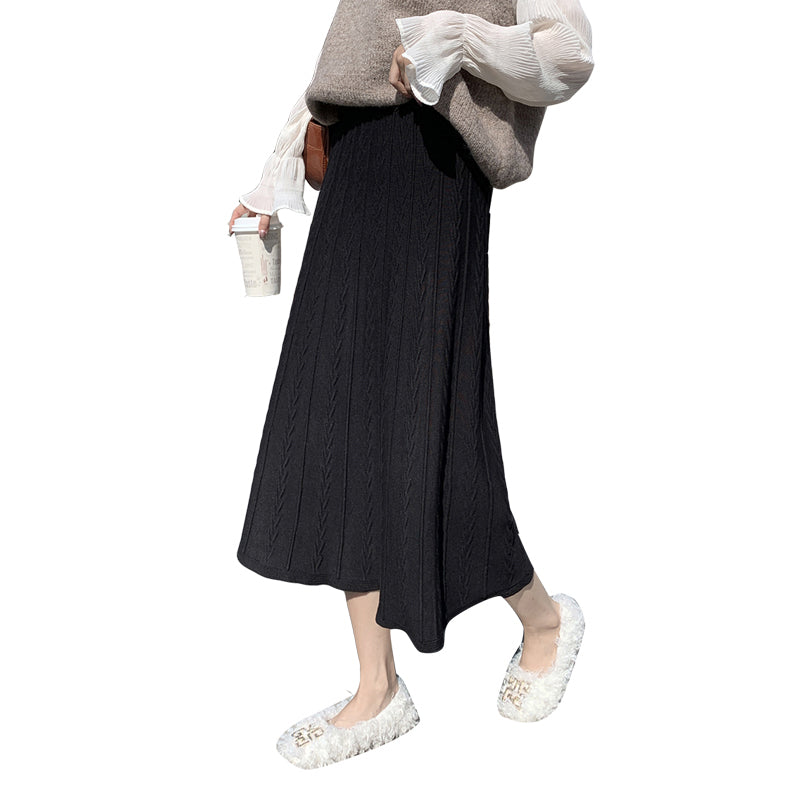 Knitted Skirt Mid Length Winter With Sweater Skirt Autumn Winter Long Skirt Versatile Winter Skirt