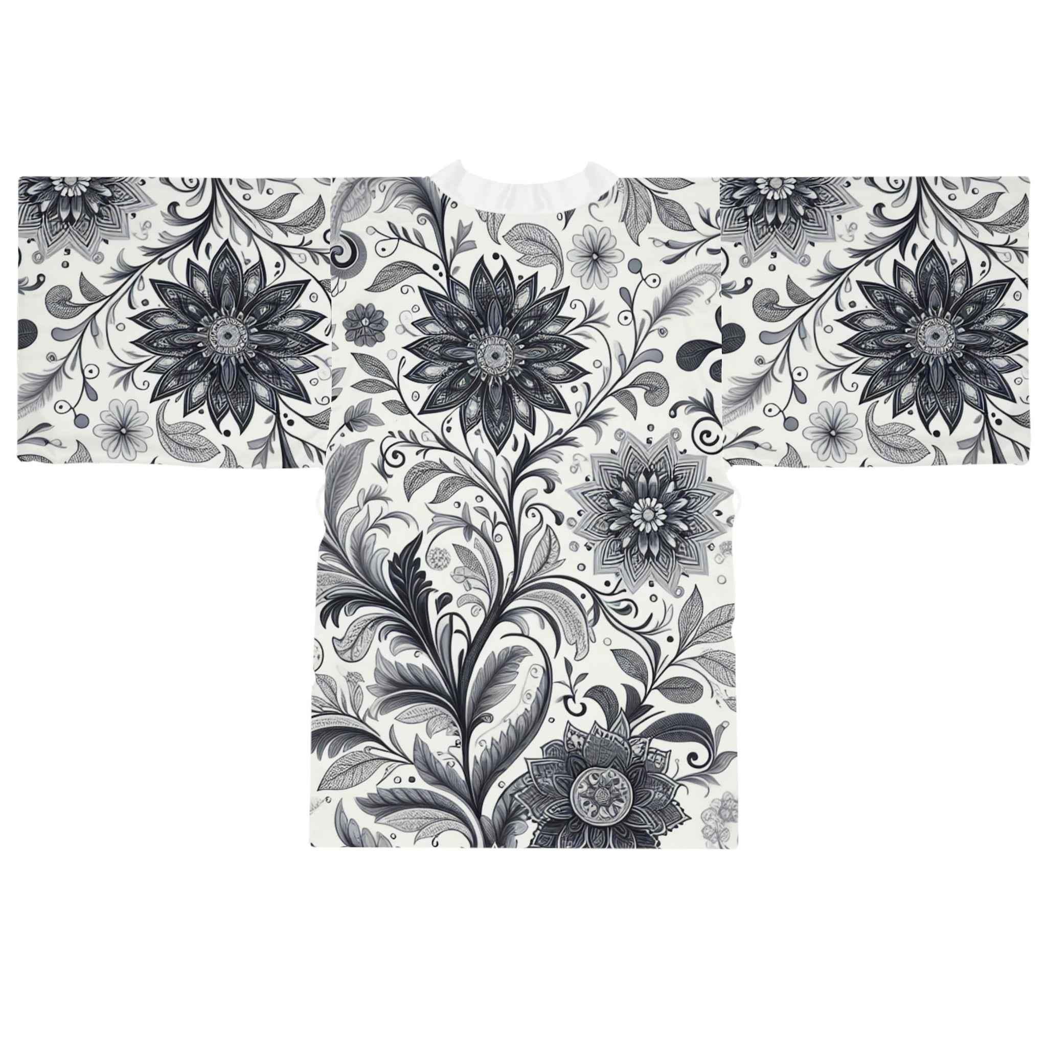 Elegant Floral Long Sleeve Kimono Robe, Stylish Lounge Wear, Perfect for Relaxation, Gift for Her, Home Spa Essentials, Beautiful Design
