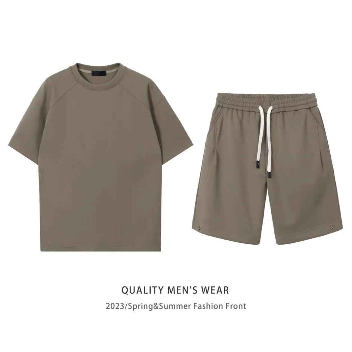 Simple Loose Couple Style Short-sleeved Shorts Two-piece Suit