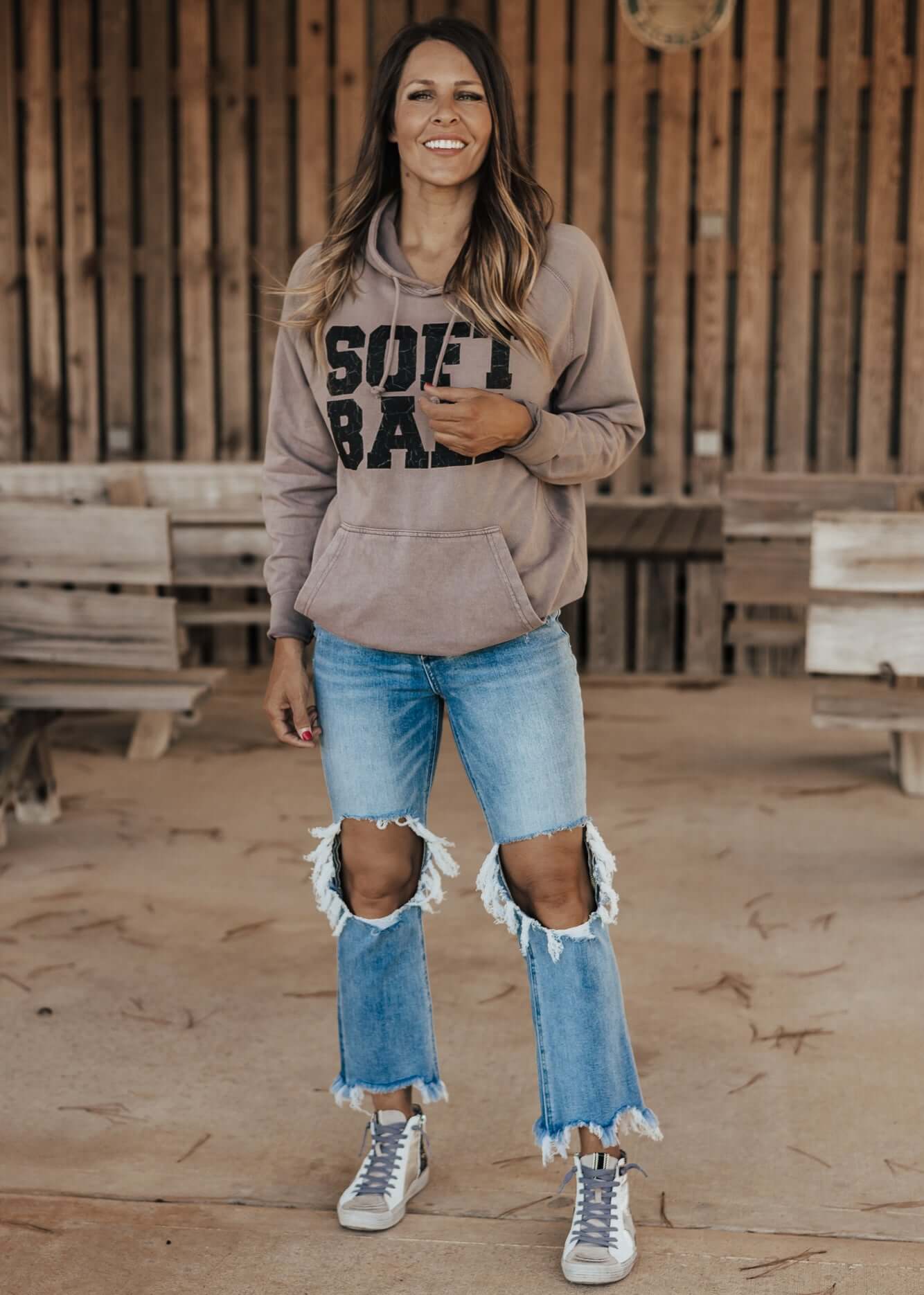 SOFTBALL Vintage Raglan Hoodie