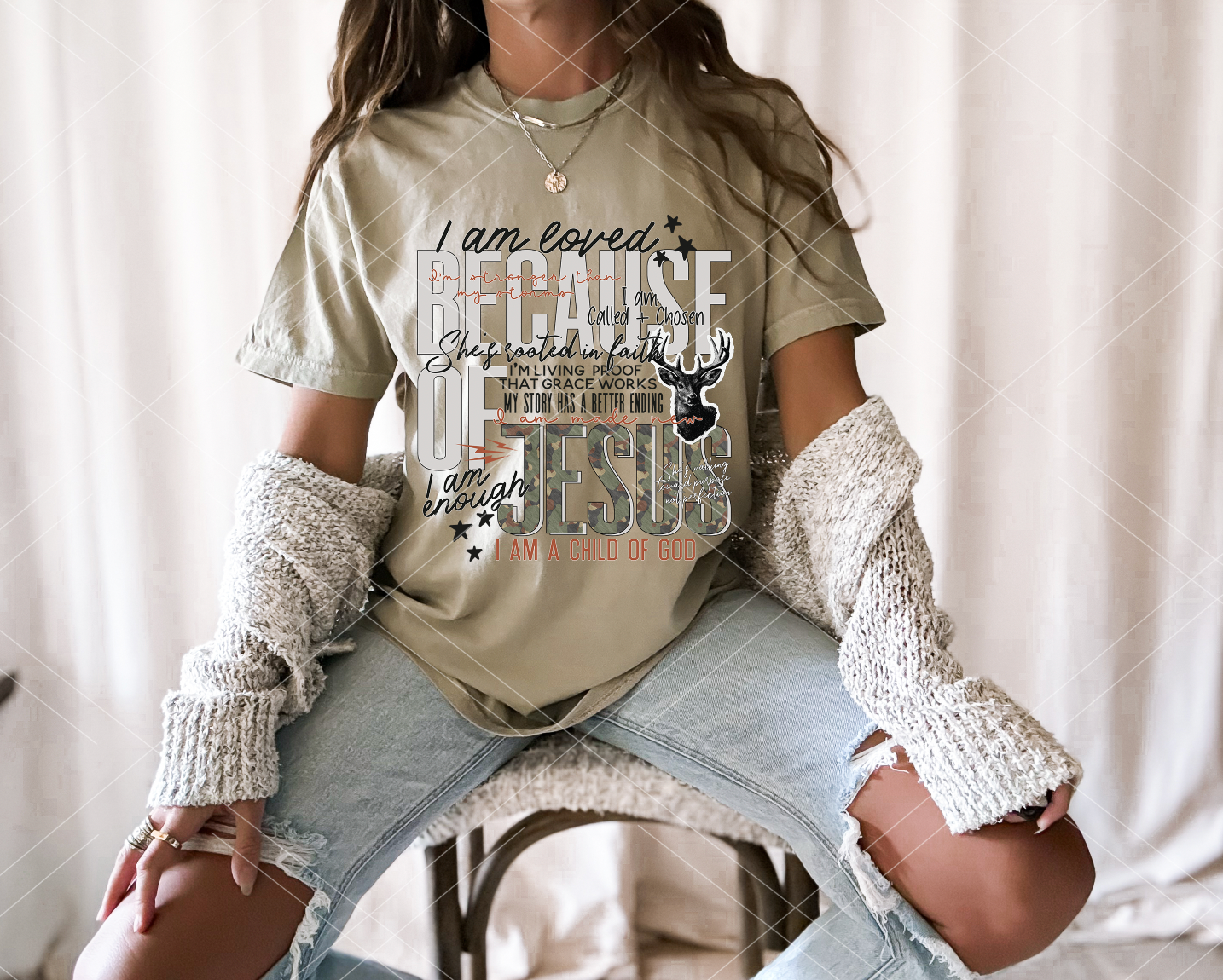 I am loved because of Jesus- Completed Tee