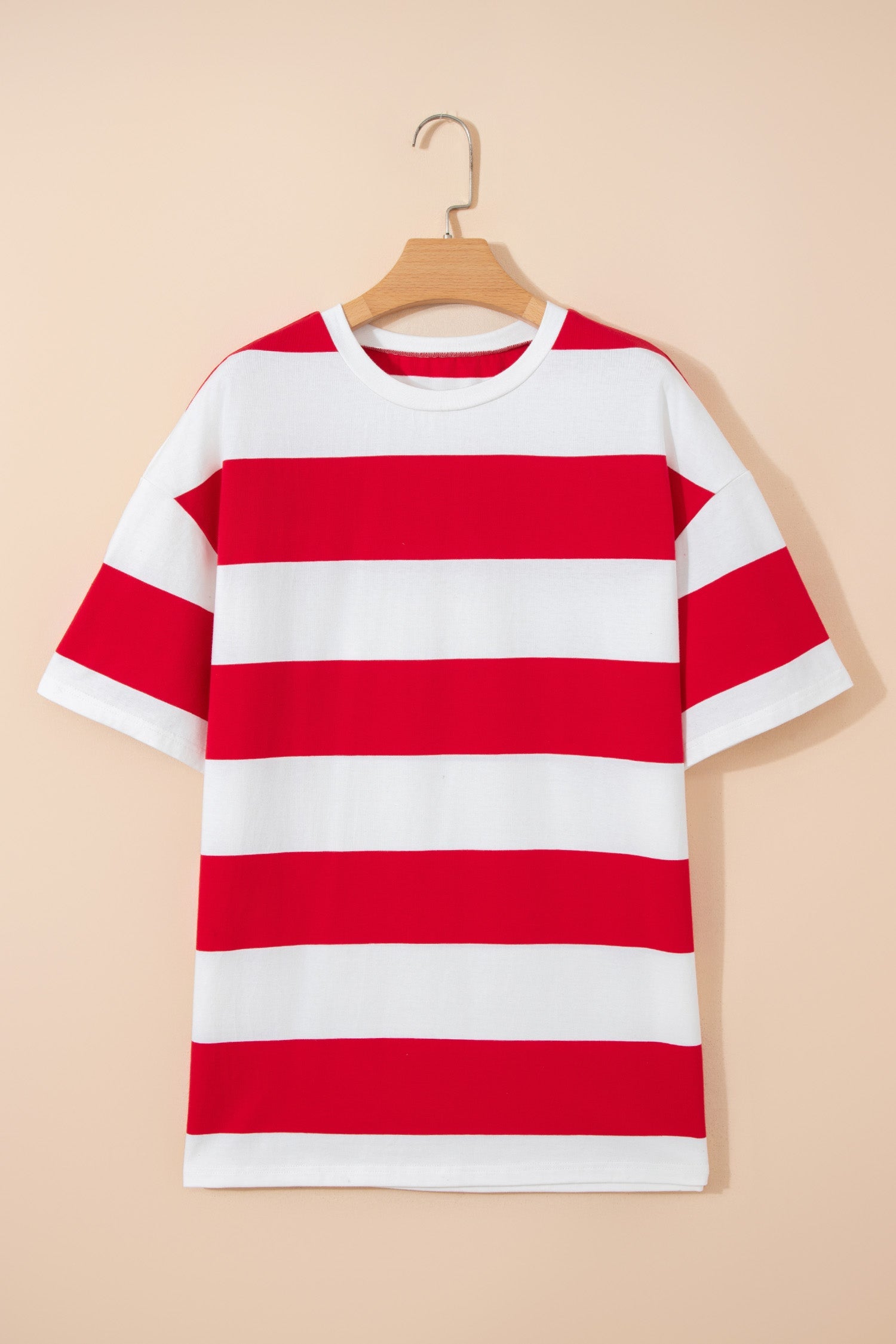 Stripe Colorblock Short Sleeve Oversize Tunic Tee