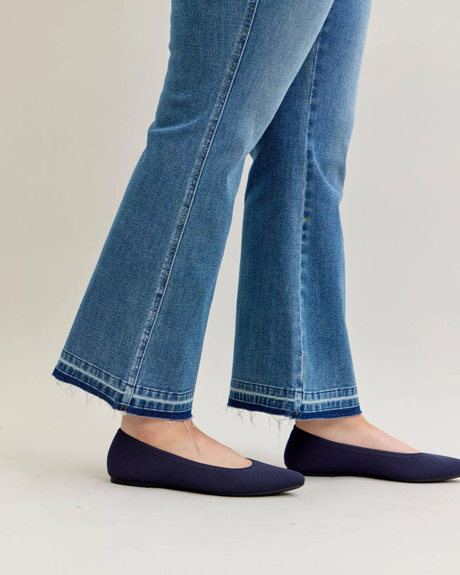 Judy Blue Full Size Mid Rise Slim Bootcut Tummy Control Release Hem Jeans Plus Size