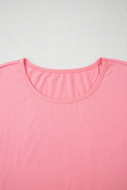 Solid Frilled Hem Short Sleeve T-Shirt