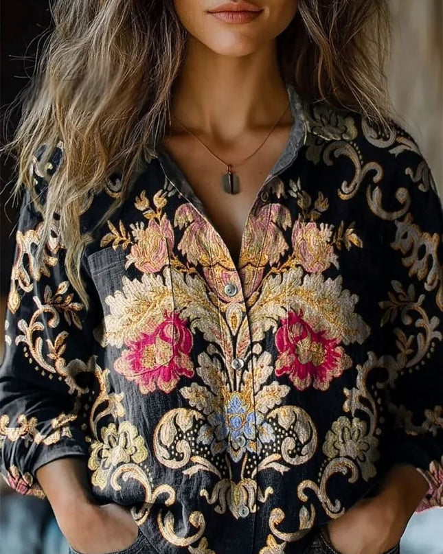 Women's Wear All-matching Printed Casual Lapel Shirt