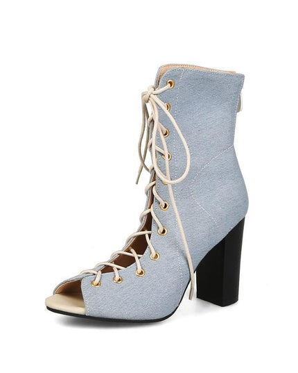 Denim high heels