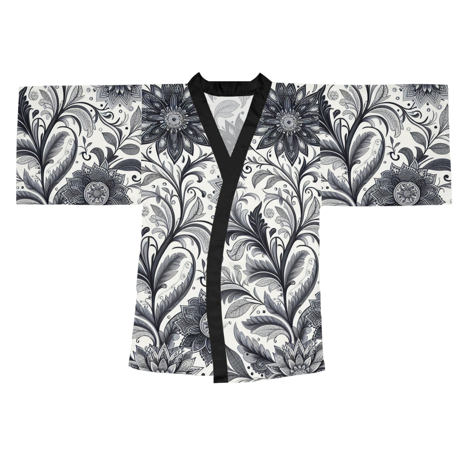 Elegant Floral Long Sleeve Kimono Robe, Stylish Lounge Wear, Perfect for Relaxation, Gift for Her, Home Spa Essentials, Beautiful Design