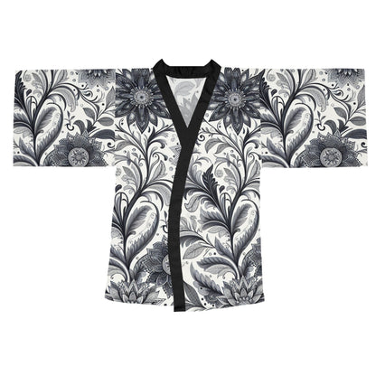 Elegant Floral Long Sleeve Kimono Robe, Stylish Lounge Wear, Perfect for Relaxation, Gift for Her, Home Spa Essentials, Beautiful Design