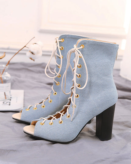 Denim high heels