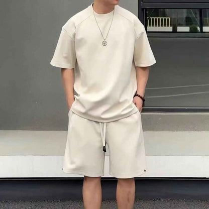 Simple Loose Couple Style Short-sleeved Shorts Two-piece Suit