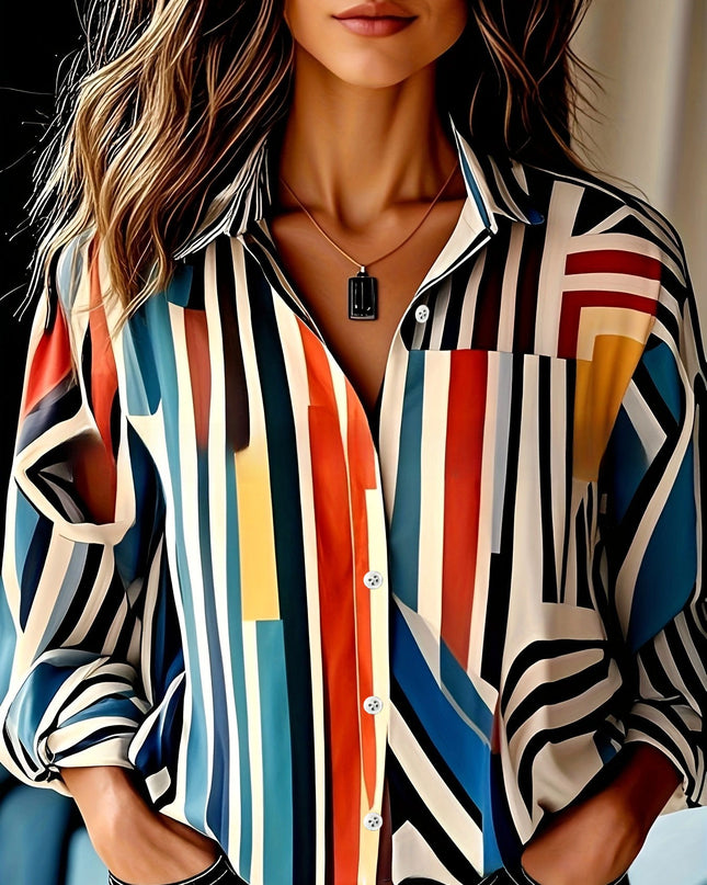 Women's Wear All-matching Printed Casual Lapel Shirt
