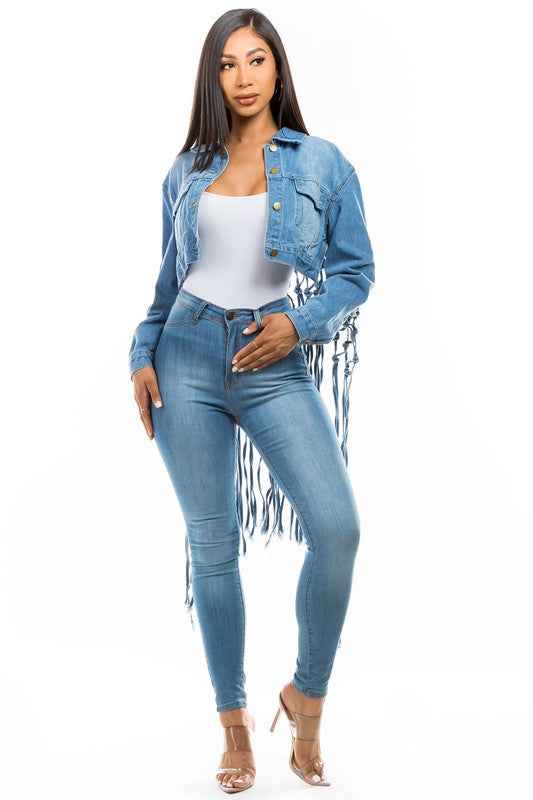 WOMEN FASHION DENIM CROP JACKET