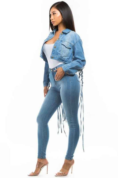 WOMEN FASHION DENIM CROP JACKET