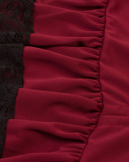 Irregular Retro Skirt Lace Stitching Skirt