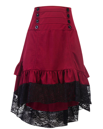 Irregular Retro Skirt Lace Stitching Skirt