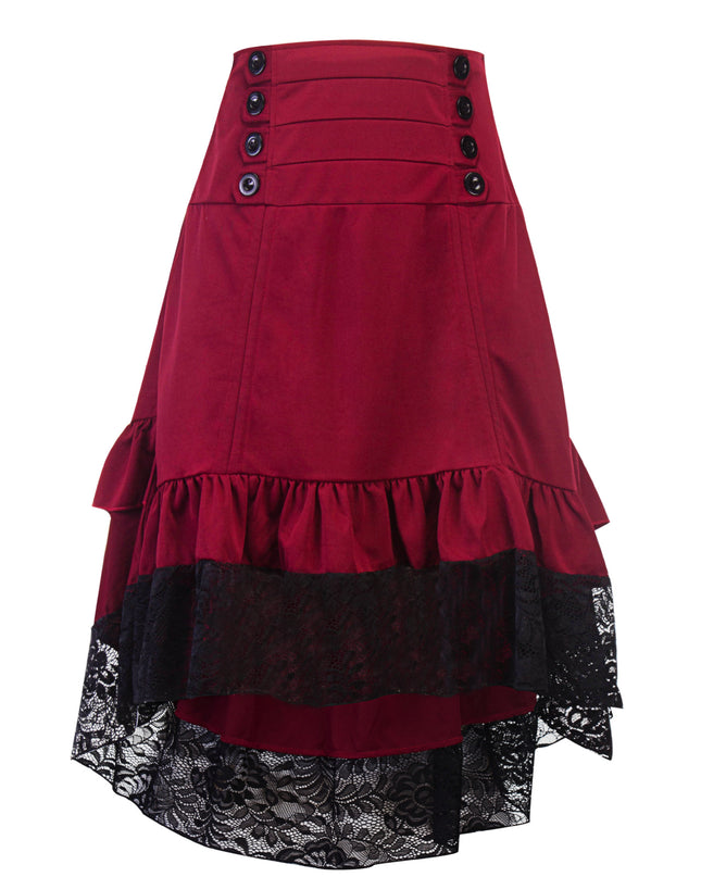 Irregular Retro Skirt Lace Stitching Skirt