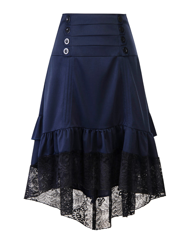 Irregular Retro Skirt Lace Stitching Skirt