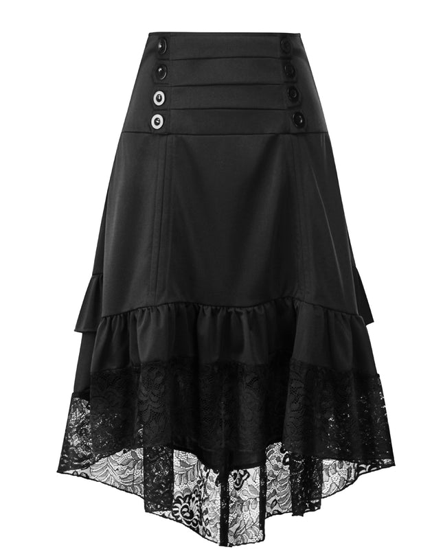 Irregular Retro Skirt Lace Stitching Skirt