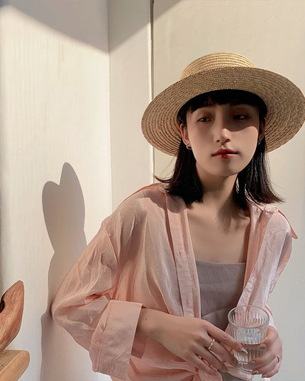 Woven Raffia Straw Hat Female Sunscreen Sunshade