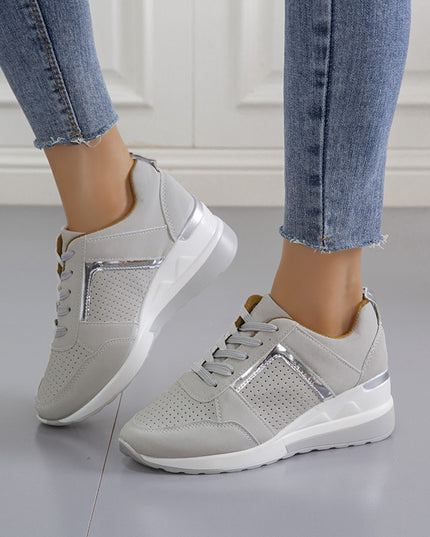 Sneakers Platform Wedge Heel Casual Shoes Lace-up Mesh Sneakers