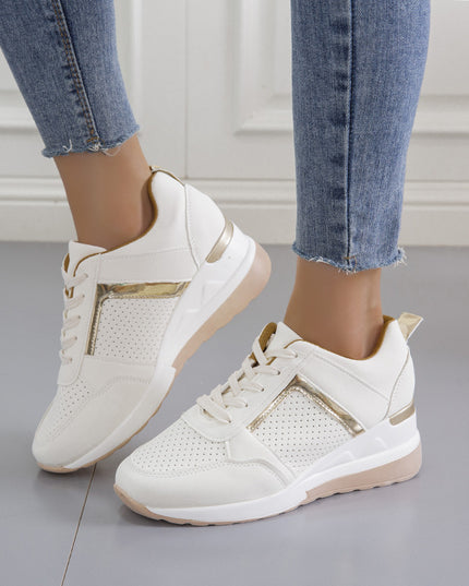 Sneakers Platform Wedge Heel Casual Shoes Lace-up Mesh Sneakers