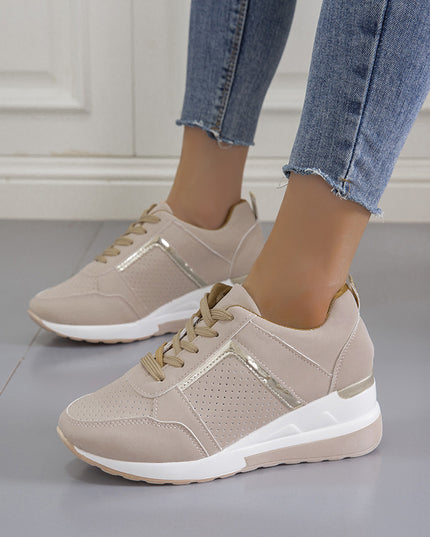 Sneakers Platform Wedge Heel Casual Shoes Lace-up Mesh Sneakers