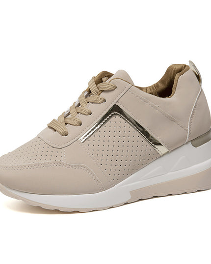 Sneakers Platform Wedge Heel Casual Shoes Lace-up Mesh Sneakers