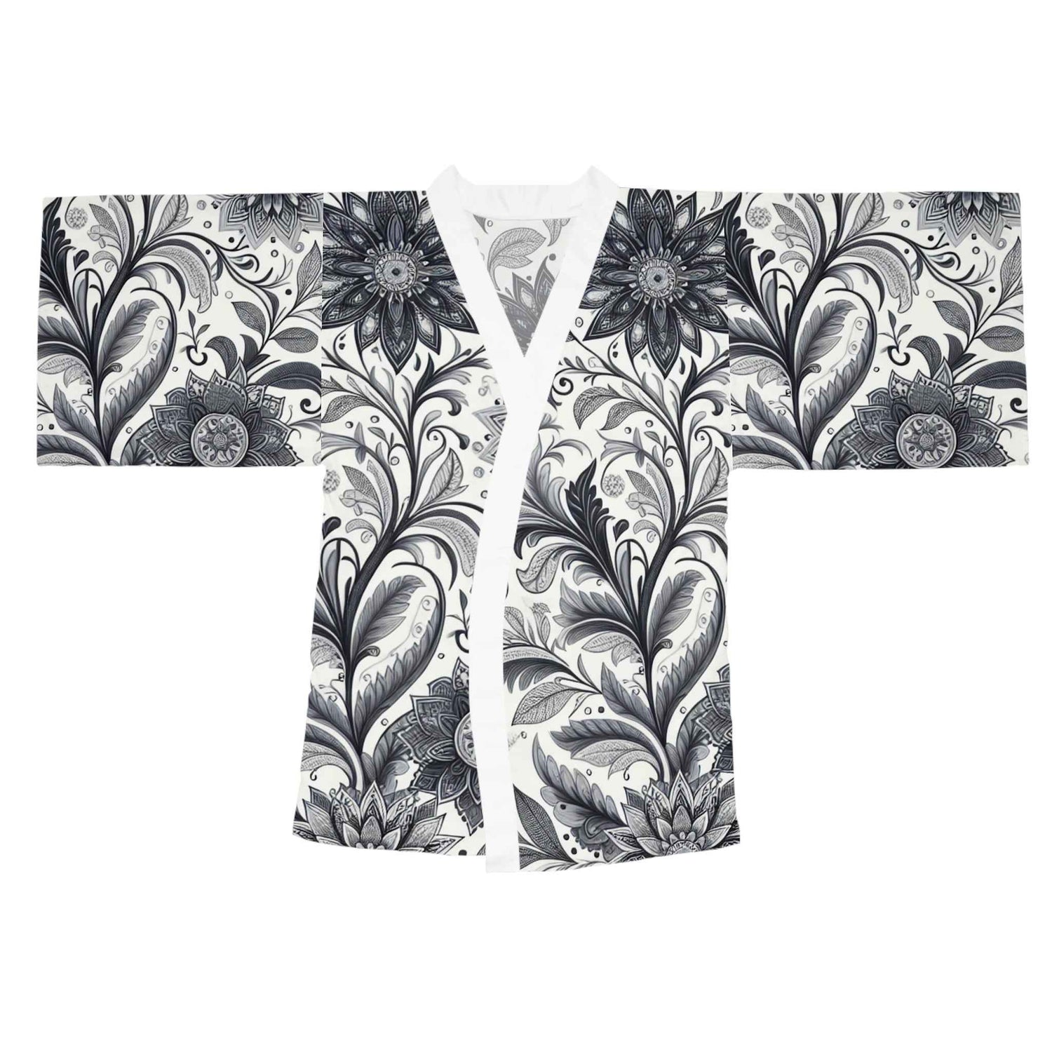 Elegant Floral Long Sleeve Kimono Robe, Stylish Lounge Wear, Perfect for Relaxation, Gift for Her, Home Spa Essentials, Beautiful Design