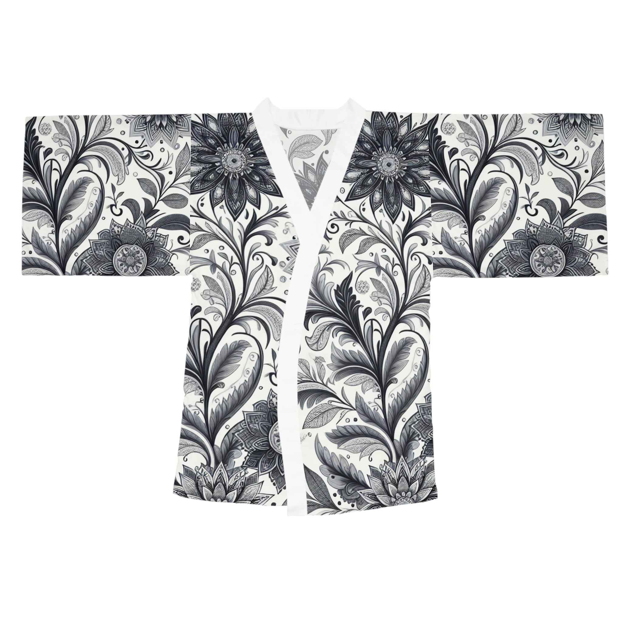 Elegant Floral Long Sleeve Kimono Robe, Stylish Lounge Wear, Perfect for Relaxation, Gift for Her, Home Spa Essentials, Beautiful Design
