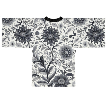 Elegant Floral Long Sleeve Kimono Robe, Stylish Lounge Wear, Perfect for Relaxation, Gift for Her, Home Spa Essentials, Beautiful Design