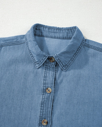 Denim Tab Sleeve Button Down Shirt