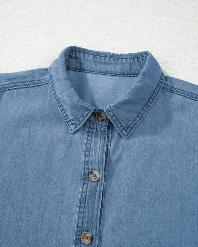 Denim Tab Sleeve Button Down Shirt