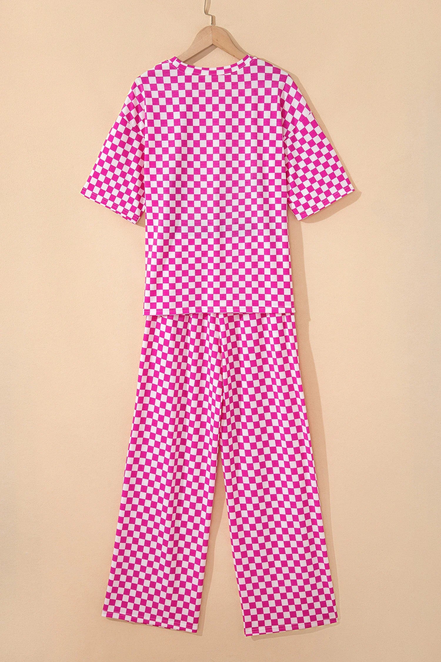 Checker Short Sleeve Tee &amp; Pants Lounge Set