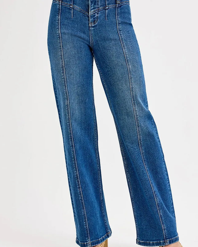 RISEN Seam Detail Wide Leg Jeans