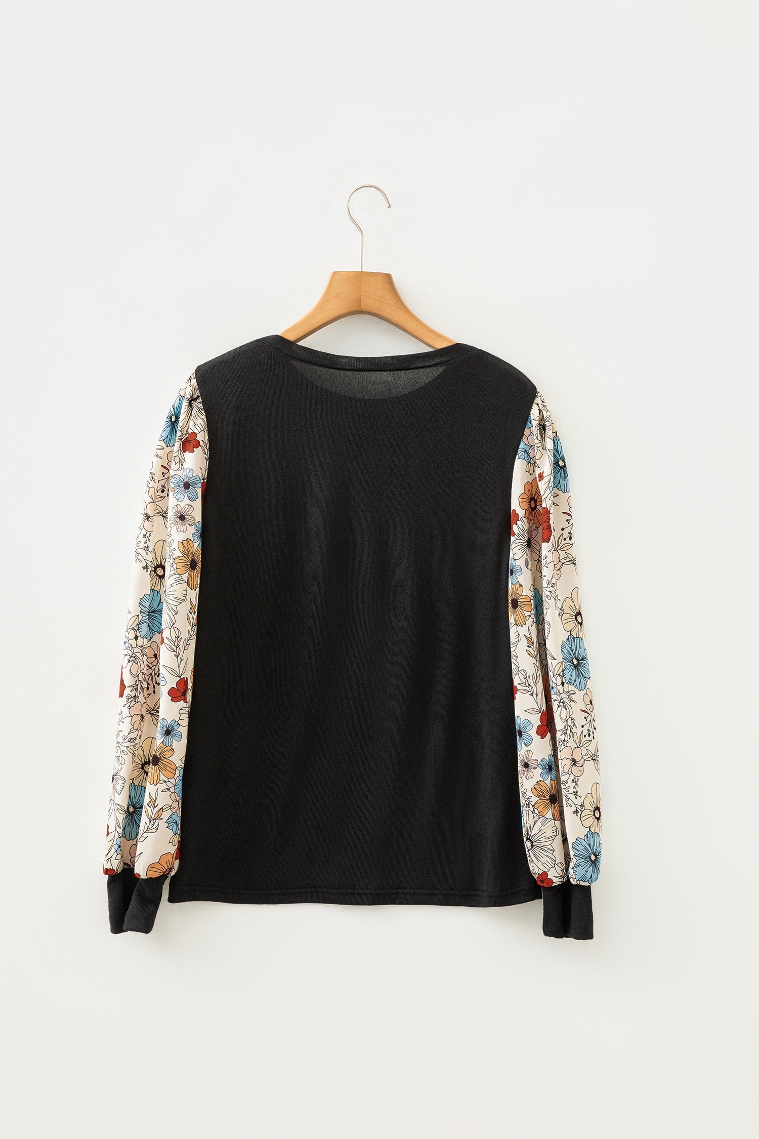 Leopard &amp; Floral Patchwork Puff Sleeve Top