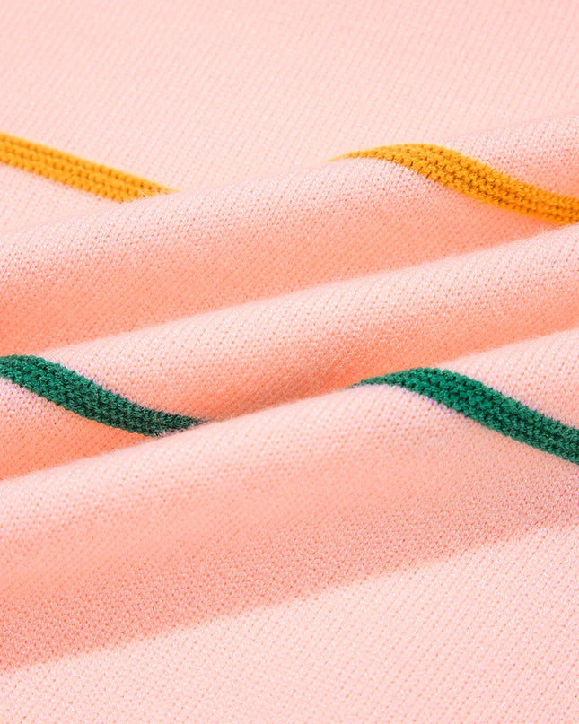 Colorblock Stripe 3/4 Sleeve Drop Shoulder Sweater