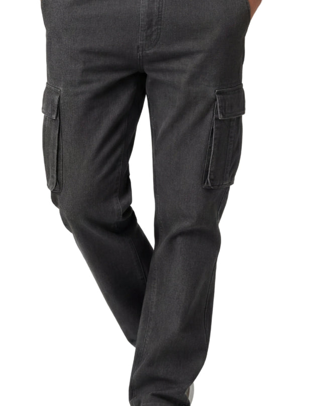 Men's Lightweight Double Cargo Pocket Pull-On Jeans – Cotton Blend Cargo Pants with Elastic Waist