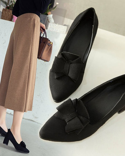 Pointy chunky medium heels high heels shoes