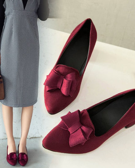 Pointy chunky medium heels high heels shoes