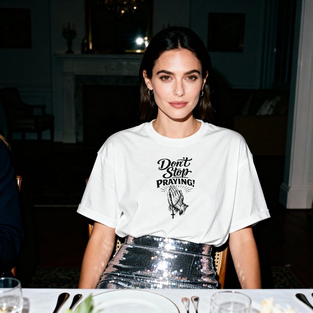 Don't Stop Praying T-Shirt — Prayer Hands Faith Tee