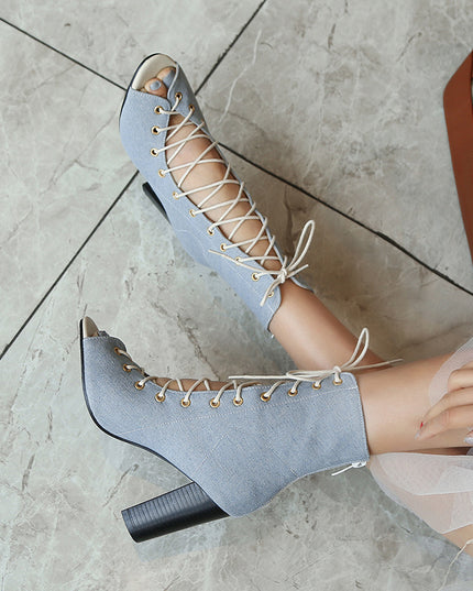 Denim high heels