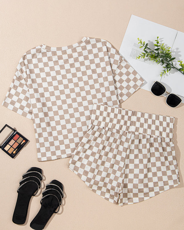 Checker T-Shirt & High Waist Skort Set
