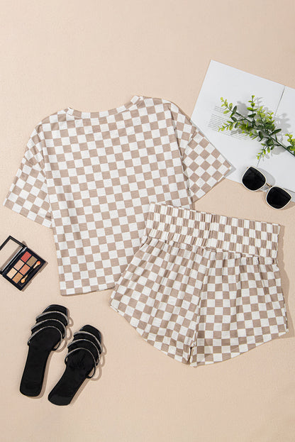 Checker T-Shirt &amp; High Waist Skort Set