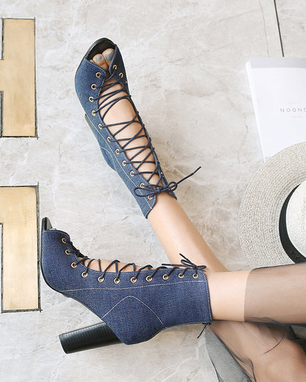 Denim high heels
