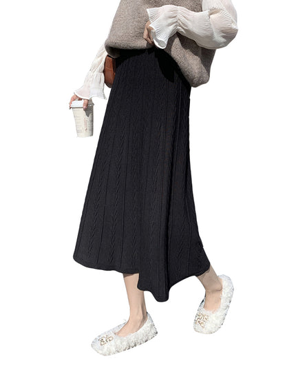 Knitted Skirt Mid Length  Winter With Sweater Skirt Autumn Winter Long Skirt Versatile Winter Skirt