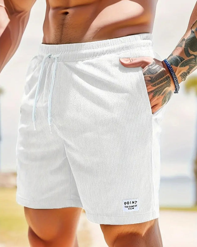 Lace-up Drawstring Shorts Summer Corduroy Sports Short Pants Mens Clothing