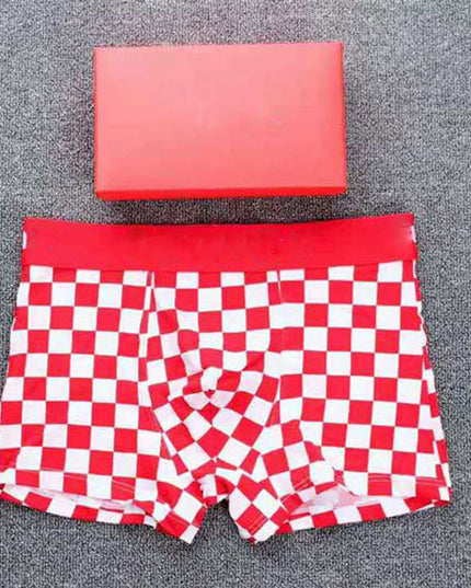 Checkered Men's Cotton Boxer Boxer Briefs