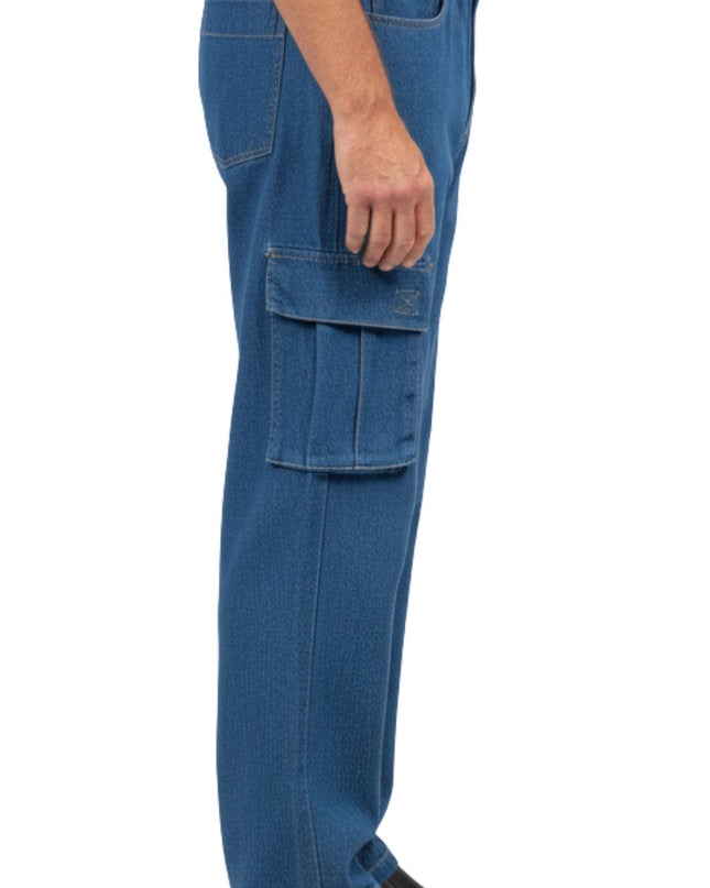 Men's Lightweight Double Cargo Pocket Pull-On Jeans – Cotton Blend Cargo Pants with Elastic Waist