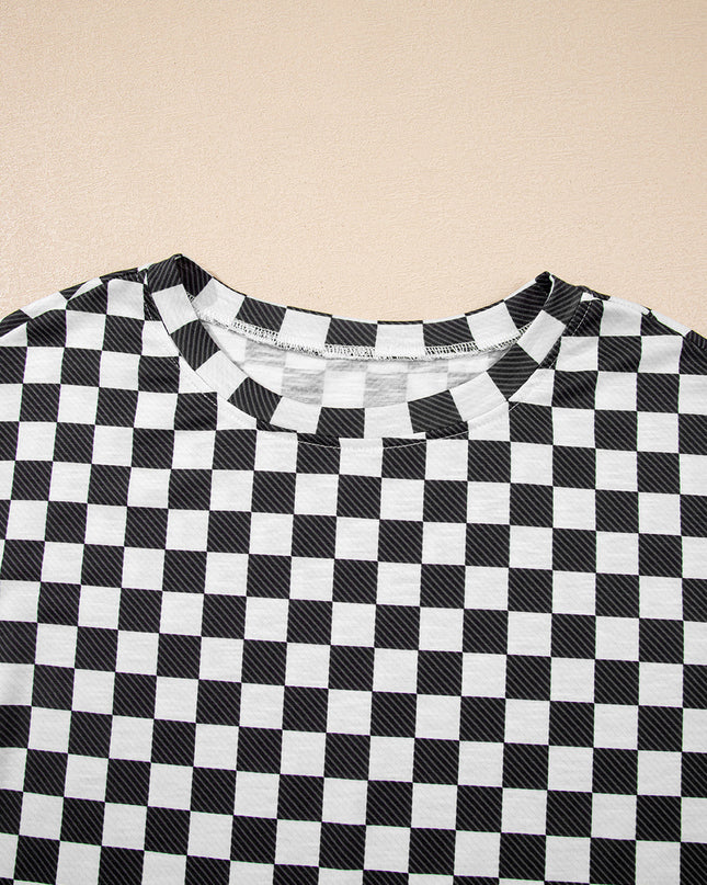 Checker T-Shirt & High Waist Skort Set